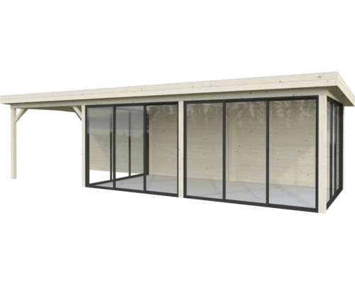Pavillon Palmako Lenna Slide Plus 24,9 m² Set 718 876 x 300 cm imprégné par immersion Abri de jardin en bois avec portes coulissantes