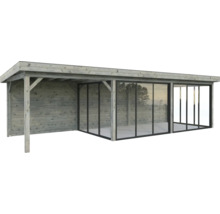 Abri de jardin en bois avec portes coulissantes en verre
