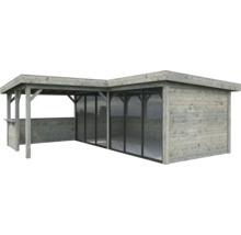 Pavillon en bois avec parois en verre