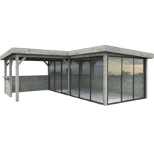 Holzpavillon mit Glasfront für den Garten