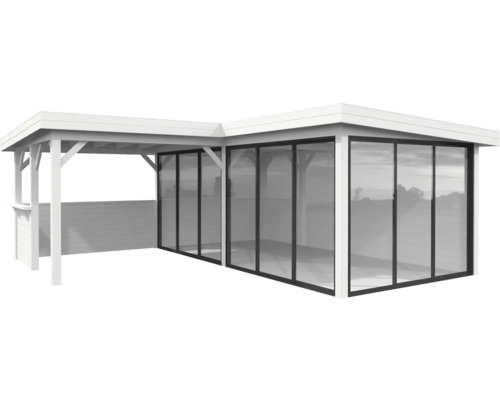Überdachter Pavillon mit Glasschiebetüren
