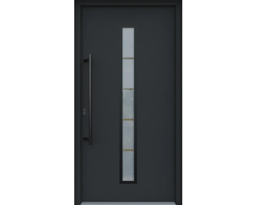 ARON HaustürARON 3171 Aluminium-Kunststoff-Verbund RAL 7016 anthrazitgrau 1000x2100 mm einseitig flügelüberdeckend DIN Links inkl.Stoßgriffset,Innendrücker in Schwarz,Profilzylinder mit 3 Schlüsseln