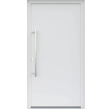 ARON HaustürBasic 3101 Aluminium-Kunststoff-Verbund RAL 9016 verkehrsweiß 1000x2000 mm beidseitig flügelüberdeckend DIN Links inkl.Stoßgriffset,Innendrücker in Edelstahl,Profilzylinder mit 3 Schlüsseln