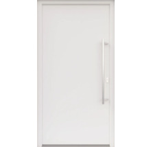 ARON HaustürBasic 3101 Aluminium-Kunststoff-Verbund RAL 9016 verkehrsweiß 1000x2000 mm beidseitig flügelüberdeckend DIN Rechts inkl.Stoßgriffset,Innendrücker in Edelstahl,Profilzylinder mit 3 Schlüsseln