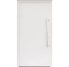 ARON HaustürBasic 3101 Aluminium-Kunststoff-Verbund RAL 9016 verkehrsweiß 1000x2100 mm beidseitig flügelüberdeckend DIN Rechts inkl.Stoßgriffset,Innendrücker in Edelstahl,Profilzylinder mit 3 Schlüsseln