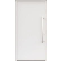 ARON HaustürBasic 3101 Aluminium-Kunststoff-Verbund RAL 9016 verkehrsweiß 1100x2100 mm beidseitig flügelüberdeckend DIN Rechts inkl.Stoßgriffset,Innendrücker in Edelstahl,Profilzylinder mit 3 Schlüsseln