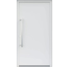 ARON HaustürBasic 3101 Aluminium-Kunststoff-Verbund RAL 9016 verkehrsweiß 1100x2100 mm beidseitig flügelüberdeckend DIN Links inkl.Stoßgriffset,Innendrücker in Edelstahl,Profilzylinder mit 3 Schlüsseln