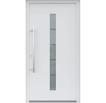 ARON HaustürBasic 3111 Aluminium-Kunststoff-Verbund RAL 9016 verkehrsweiß 1000x2100 mm beidseitig flügelüberdeckend DIN Links inkl.Stoßgriffset,Innendrücker in Edelstahl,Profilzylinder mit 3 Schlüsseln
