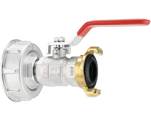 Set adaptateur IBC GEKA plus robinet à boisseau sphérique Vanne d''arrêt avec raccord de tuyau et raccord mural