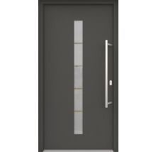 ARON HaustürBasic 3111 Aluminium-Kunststoff-Verbund RAL 7016 anthrazitgrau 1000x2000 mm beidseitig flügelüberdeckend DIN Rechts inkl.Stoßgriffset,Innendrücker in Edelstahl,Profilzylinder mit 3 Schlüsseln