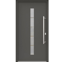 ARON HaustürBasic 3111 Aluminium-Kunststoff-Verbund RAL 7016 anthrazitgrau 1000x2100 mm beidseitig flügelüberdeckend DIN Rechts inkl.Stoßgriffset,Innendrücker in Edelstahl,Profilzylinder mit 3 Schlüsseln