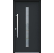 ARON HaustürBasic 3111 Aluminium-Kunststoff-Verbund RAL 7016 anthrazitgrau 1100x2100 mm beidseitig flügelüberdeckend DIN Links inkl.Stoßgriffset,Innendrücker in Edelstahl,Profilzylinder mit 3 Schlüsseln