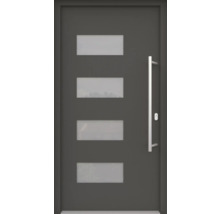 ARON HaustürBasic 3121 Aluminium-Kunststoff-Verbund RAL 7016 anthrazitgrau 1000x2000 mm beidseitig flügelüberdeckend DIN Rechts inkl.Stoßgriffset,Innendrücker in Edelstahl,Profilzylinder mit 3 Schlüsseln