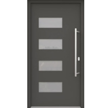ARON HaustürBasic 3121 Aluminium-Kunststoff-Verbund RAL 7016 anthrazitgrau 1000x2100 mm beidseitig flügelüberdeckend DIN Rechts inkl.Stoßgriffset,Innendrücker in Edelstahl,Profilzylinder mit 3 Schlüsseln