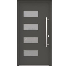 ARON HaustürBasic 3121 Aluminium-Kunststoff-Verbund RAL 7016 anthrazitgrau 1100x2100 mm beidseitig flügelüberdeckend DIN Rechts inkl.Stoßgriffset,Innendrücker in Edelstahl,Profilzylinder mit 3 Schlüsseln