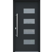 ARON HaustürBasic 3121 Aluminium-Kunststoff-Verbund RAL 7016 anthrazitgrau 1100x2100 mm beidseitig flügelüberdeckend DIN Links inkl.Stoßgriffset,Innendrücker in Edelstahl,Profilzylinder mit 3 Schlüsseln