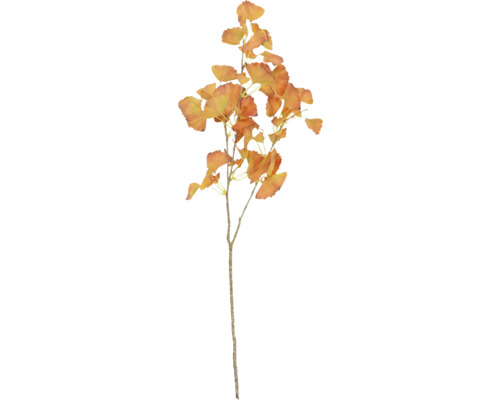 Fleur artificielle branche Ginko Biloba fibre synthétique métal h 95 cm orange Branche de ginkgo pour la décoration