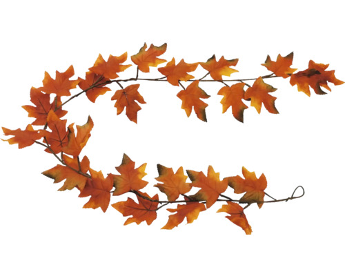 Guirlande de plantes artificielles feuilles d'érable fibre synthétique métal L 135 cm orange Guirlande décorative avec des feuilles d''automne
