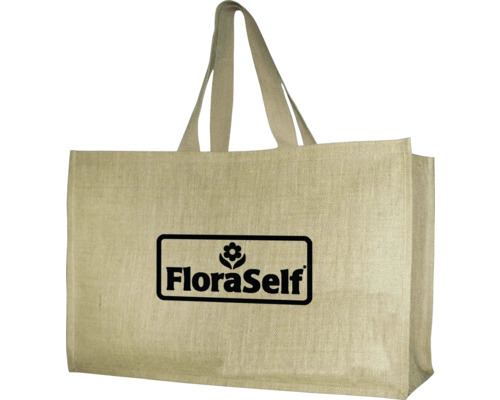 Floraself Jutetasche 59 x 39 x 17,5 cm mit Haltegriffen Jute-Einkaufstasche mit FloraSelf Logo