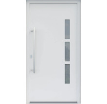 ARON HaustürBasic 3131 Aluminium-Kunststoff-Verbund RAL 9016 verkehrsweiß 1000x2000 mm beidseitig flügelüberdeckend DIN Links inkl.Stoßgriffset,Innendrücker in Edelstahl,Profilzylinder mit 3 Schlüsseln