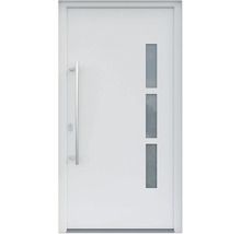 ARON HaustürBasic 3131 Aluminium-Kunststoff-Verbund RAL 9016 verkehrsweiß 1000x2100 mm beidseitig flügelüberdeckend DIN Links inkl.Stoßgriffset,Innendrücker in Edelstahl,Profilzylinder mit 3 Schlüsseln