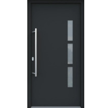 ARON HaustürBasic 3131 Aluminium-Kunststoff-Verbund RAL 7016 anthrazitgrau 1000x2000 mm beidseitig flügelüberdeckend DIN Links inkl.Stoßgriffset,Innendrücker in Edelstahl,Profilzylinder mit 3 Schlüsseln
