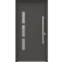 ARON HaustürBasic 3131 Aluminium-Kunststoff-Verbund RAL 7016 anthrazitgrau 1000x2100 mm beidseitig flügelüberdeckend DIN Rechts inkl.Stoßgriffset,Innendrücker in Edelstahl,Profilzylinder mit 3 Schlüsseln