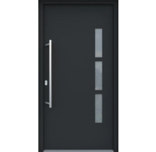ARON HaustürBasic 3131 Aluminium-Kunststoff-Verbund RAL 7016 anthrazitgrau 1000x2100 mm beidseitig flügelüberdeckend DIN Links inkl.Stoßgriffset,Innendrücker in Edelstahl,Profilzylinder mit 3 Schlüsseln