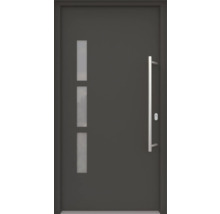 ARON HaustürBasic 3131 Aluminium-Kunststoff-Verbund RAL 7016 anthrazitgrau 1100x2100 mm beidseitig flügelüberdeckend DIN Rechts inkl.Stoßgriffset,Innendrücker in Edelstahl,Profilzylinder mit 3 Schlüsseln