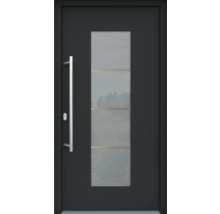 ARON HaustürARON 3141 Aluminium-Kunststoff-Verbund RAL 7016 anthrazitgrau 1000x2000 mm beidseitig flügelüberdeckend DIN Links inkl.Stoßgriffset,Innendrücker in Edelstahl,Profilzylinder mit 3 Schlüsseln