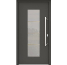 ARON HaustürARON 3141 Aluminium-Kunststoff-Verbund RAL 7016 anthrazitgrau 1000x2100 mm beidseitig flügelüberdeckend DIN Rechts inkl.Stoßgriffset,Innendrücker in Edelstahl,Profilzylinder mit 3 Schlüsseln