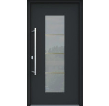 ARON HaustürARON 3141 Aluminium-Kunststoff-Verbund RAL 7016 anthrazitgrau 1100x2100 mm beidseitig flügelüberdeckend DIN Links inkl.Stoßgriffset,Innendrücker in Edelstahl,Profilzylinder mit 3 Schlüsseln