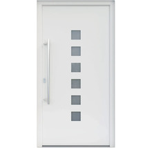 ARON HaustürARON 3151 Aluminium-Kunststoff-Verbund RAL 9016 verkehrsweiß 1000x2100 mm beidseitig flügelüberdeckend DIN Links inkl.Stoßgriffset,Innendrücker in Edelstahl,Profilzylinder mit 3 Schlüsseln