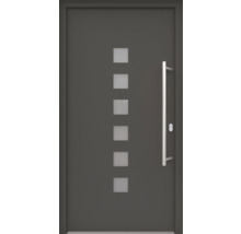 ARON HaustürARON 3151 Aluminium-Kunststoff-Verbund RAL 7016 anthrazitgrau 1000x2000 mm beidseitig flügelüberdeckend DIN Rechts inkl.Stoßgriffset,Innendrücker in Edelstahl,Profilzylinder mit 3 Schlüsseln
