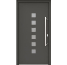 ARON HaustürARON 3151 Aluminium-Kunststoff-Verbund RAL 7016 anthrazitgrau 1000x2100 mm beidseitig flügelüberdeckend DIN Rechts inkl.Stoßgriffset,Innendrücker in Edelstahl,Profilzylinder mit 3 Schlüsseln