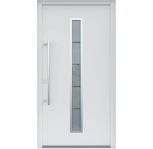 ARON HaustürARON 3161 Aluminium-Kunststoff-Verbund RAL 9016 verkehrsweiß 1000x2000 mm beidseitig flügelüberdeckend DIN Links inkl.Stoßgriffset,Innendrücker in Edelstahl,Profilzylinder mit 3 Schlüsseln