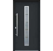 ARON HaustürARON 3161 Aluminium-Kunststoff-Verbund RAL 7016 anthrazitgrau 1000x2000 mm beidseitig flügelüberdeckend DIN Links inkl.Stoßgriffset,Innendrücker in Edelstahl,Profilzylinder mit 3 Schlüsseln