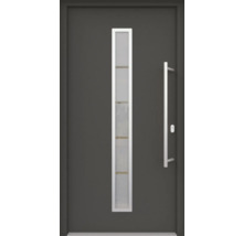 ARON HaustürARON 3161 Aluminium-Kunststoff-Verbund RAL 7016 anthrazitgrau 1000x2100 mm beidseitig flügelüberdeckend DIN Rechts inkl.Stoßgriffset,Innendrücker in Edelstahl,Profilzylinder mit 3 Schlüsseln