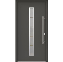 ARON HaustürARON 3161 Aluminium-Kunststoff-Verbund RAL 7016 anthrazitgrau 1100x2100 mm beidseitig flügelüberdeckend DIN Rechts inkl.Stoßgriffset,Innendrücker in Edelstahl,Profilzylinder mit 3 Schlüsseln