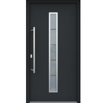 ARON HaustürARON 3161 Aluminium-Kunststoff-Verbund RAL 7016 anthrazitgrau 1100x2100 mm beidseitig flügelüberdeckend DIN Links inkl.Stoßgriffset,Innendrücker in Edelstahl,Profilzylinder mit 3 Schlüsseln