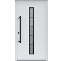 ARON HaustürARON 3171 Aluminium-Kunststoff-Verbund RAL 9016 verkehrsweiß 1000x2000 mm beidseitig flügelüberdeckend DIN Links inkl.Stoßgriffset,Innendrücker in Schwarz,Profilzylinder mit 3 Schlüsseln