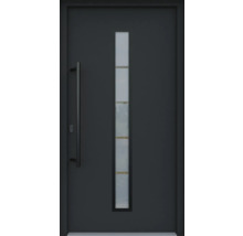 ARON HaustürARON 3171 Aluminium-Kunststoff-Verbund RAL 7016 anthrazitgrau 1000x2000 mm beidseitig flügelüberdeckend DIN Links inkl.Stoßgriffset,Innendrücker in Schwarz,Profilzylinder mit 3 Schlüsseln