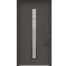 ARON HaustürARON 3171 Aluminium-Kunststoff-Verbund RAL 7016 anthrazitgrau 1000x2100 mm beidseitig flügelüberdeckend DIN Rechts inkl.Stoßgriffset,Innendrücker in Schwarz,Profilzylinder mit 3 Schlüsseln