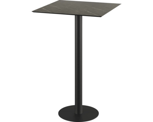 Table haute avec plateau carré et pied central