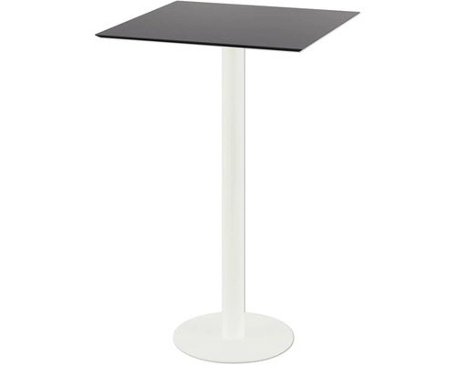 Table haute avec plateau carré et pied blanc