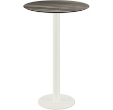 Table haute avec plateau rond et cadre blanc