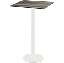 Table haute avec plateau de table carré et pied blanc