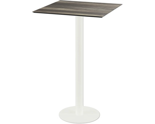 Table haute avec plateau de table carré et pied blanc
