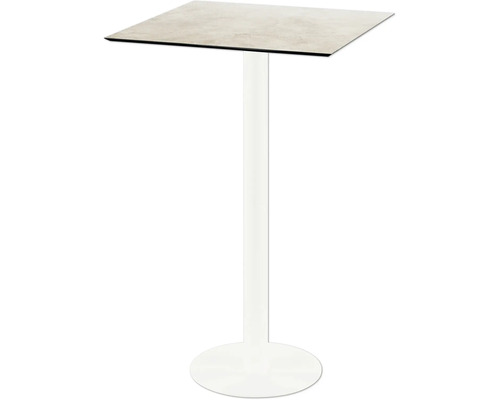 Table haute avec plateau carré et pied central