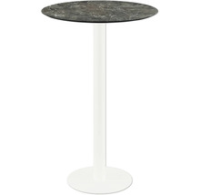 Table haute avec plateau rond et pied blanc